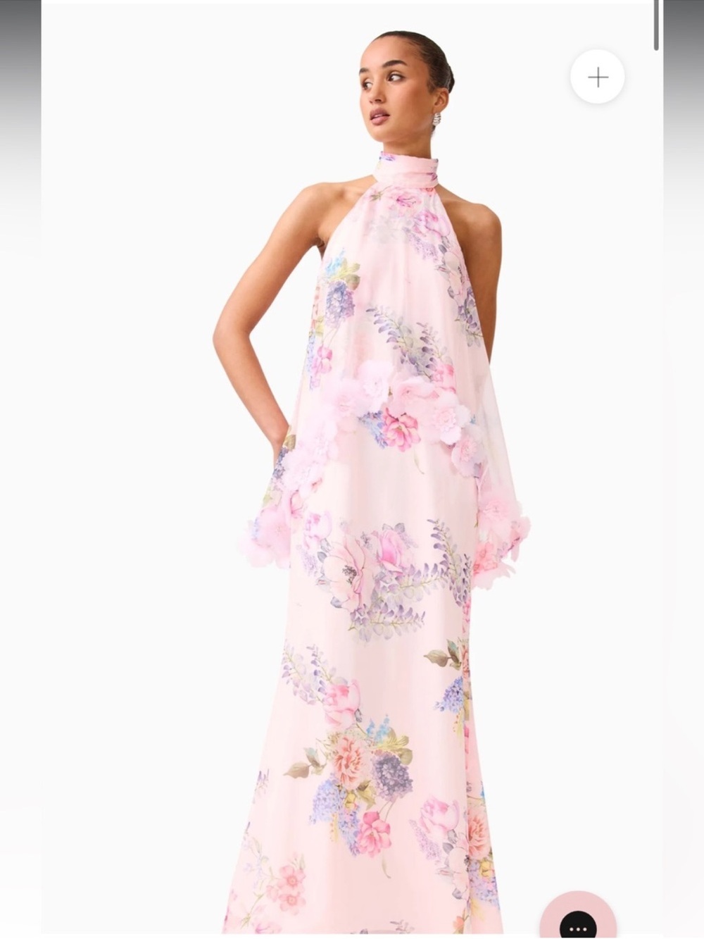elliatt millie pink 3f floral trim halter neck tiered maxi gown dress size large - Picture 4 of 14